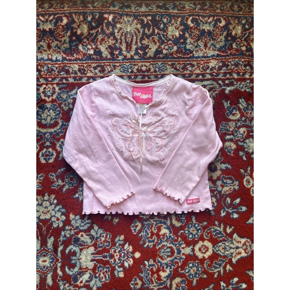 Vintage Y2K Pop Girlz T Shirt Long Sleeve Top Size 4T Butterfly